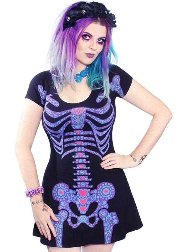 Kreepsville 666 Day of The Dead Skeleton Flare Dress