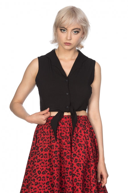 Banned Clothing - Bat Winged Collar Tie Blouse