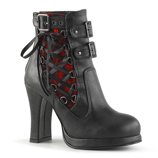Demonia - Women's Gothic Two Tone Corset-Style Crypto Ankle Boot