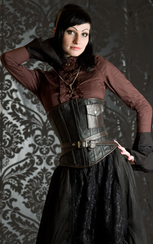 Dracula Clothing - Real Leather Steampunk Pocket Corset
