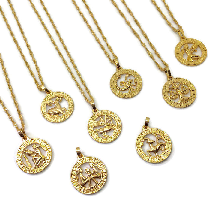 Zodiac Symbol Coin Necklace-1
