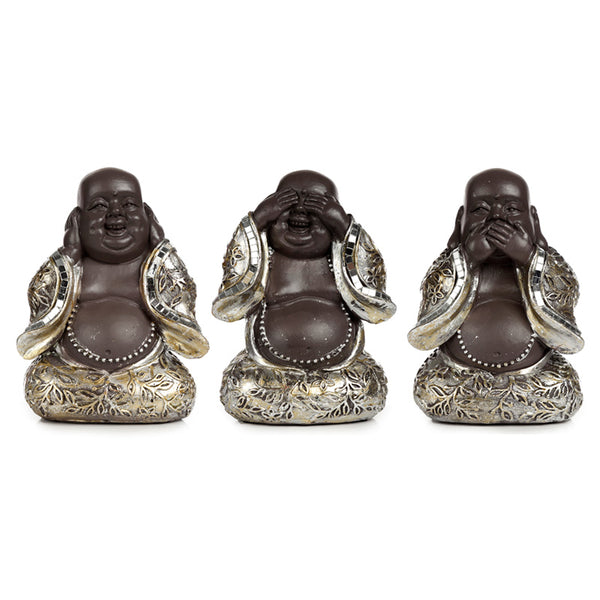Decorative Set of 3 Chinese Buddha Figurines - Speak No See No Hear No Evil BUD369-0