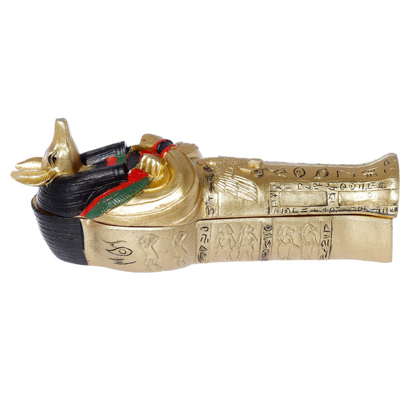 Gold Egyptian Anubis Sarcophagus Trinket Box with Mummy ES46-0