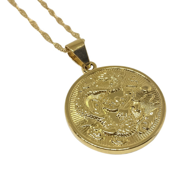 Asian Dragon Coin Necklace-2