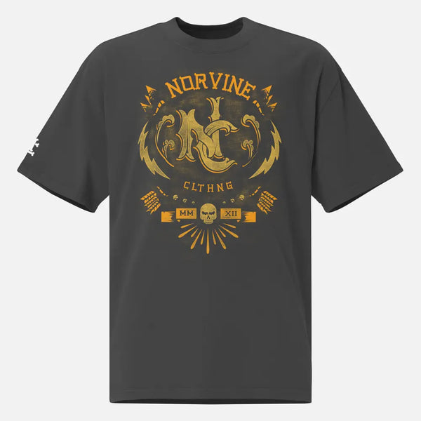 Norvine Brown Barock Tattoo Oversized Faded T-Shirt-0