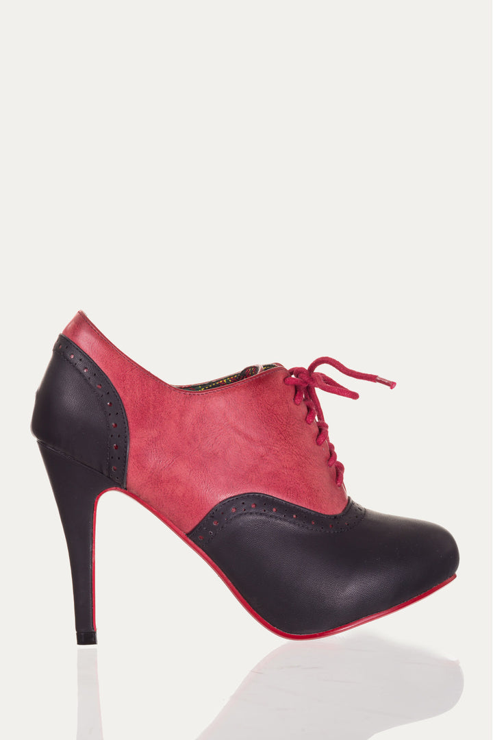 Banned Apparel - Red Olivia Kitten Heel Boots - Egg n Chips London