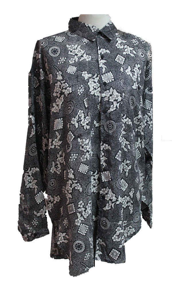 Dead Threads - Women's Gray Floral Printed Full Sleeve Shirt