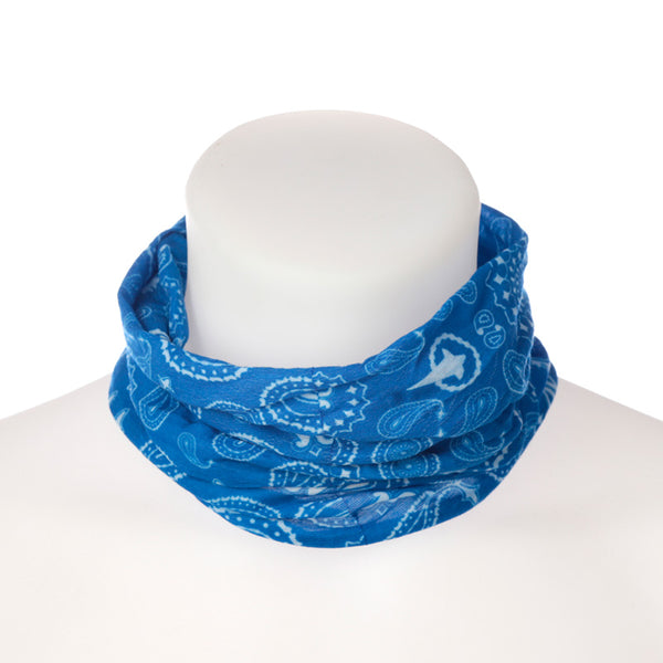 Neck Warmer Tube Scarf - Blue Patterned   BAND08-0