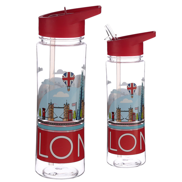 Reusable London Skyline 550ml Water Bottle with Flip Straw BOT37