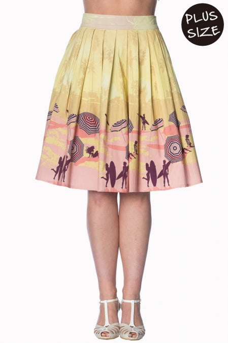 Banned Apparel - Cream Parasol 50s Skirt Plus Size