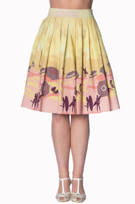 Banned Apparel - Cream Parasol 50s Skirt