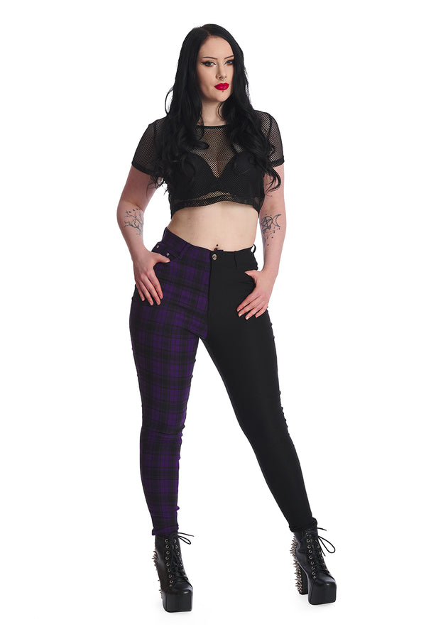 Banned Clothing - Kaori Purple/Black Trousers