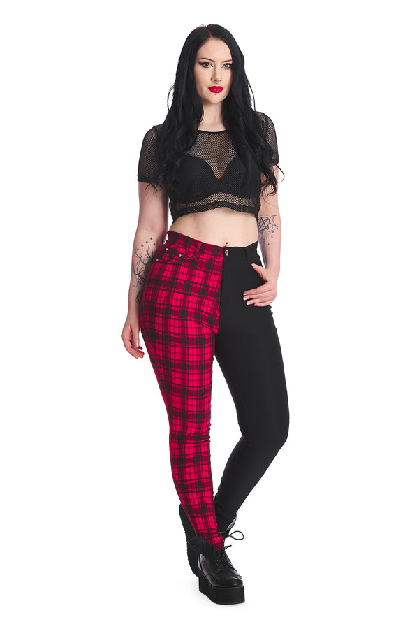 Banned Clothing - Kaori Red/Black Trousers