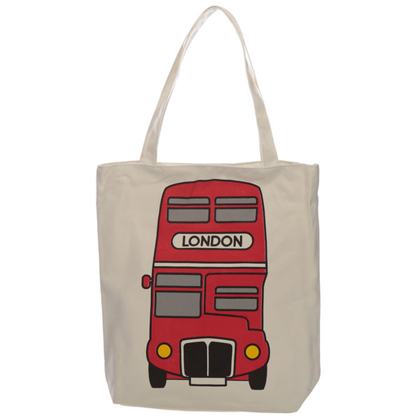 Handy Cotton Zip Up Shopping Bag - London Bus CBAG100-0
