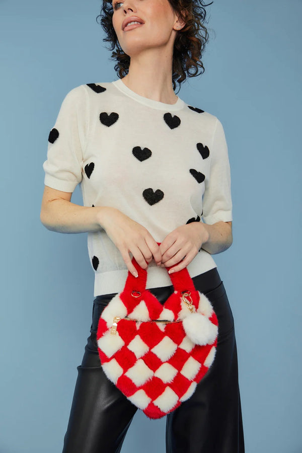 Checkered Love Heart Bag-0