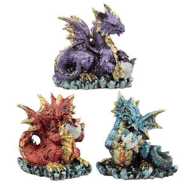 Mother and Hatching Baby Elements Dragon Figurine DRG451