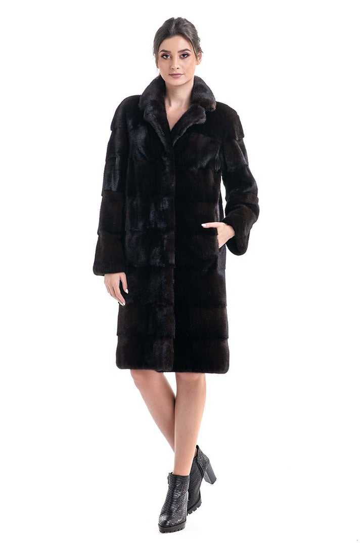 Dark Brown Genuine Mink Fur Coat-1