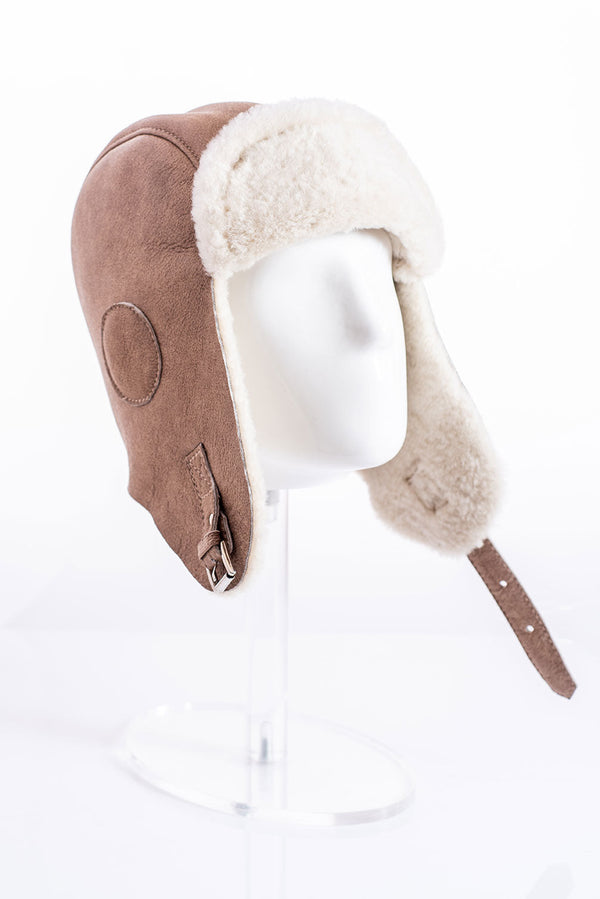 Beige Sheepskin Fur Hat-0