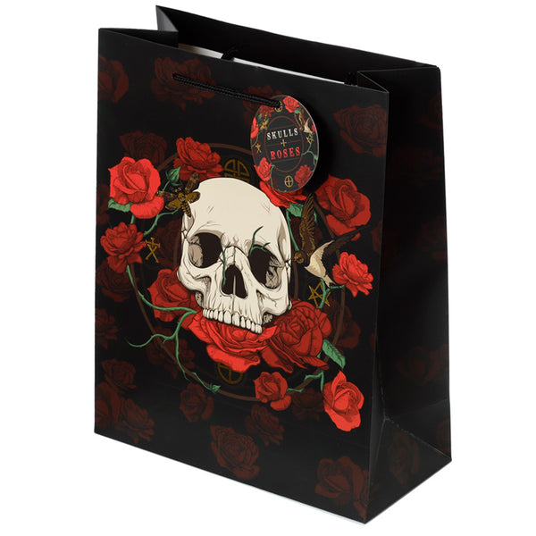 Skulls and Roses Red Roses Large Gift Bag GBAG90A
