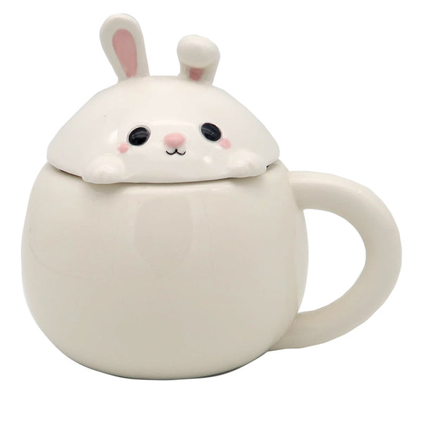 Peeping Lid Ceramic Lidded Animal Mug - Rabbit LMUG10-0