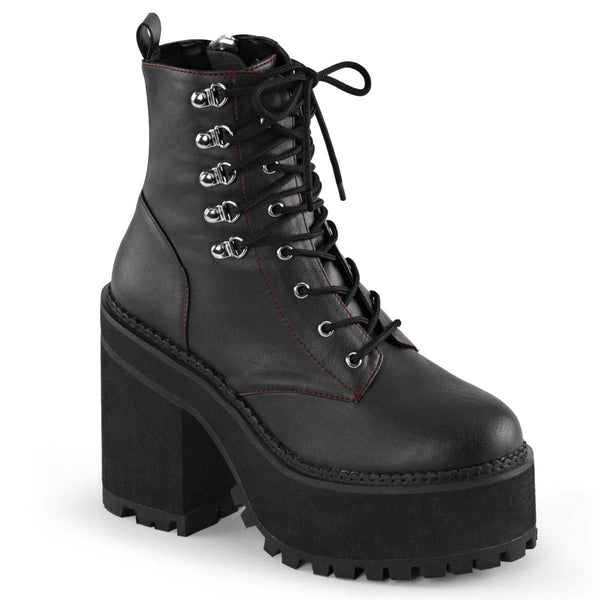 Demonia - Women's Gothic Punk Lace-Up D-Ring Ankle Boot Heel