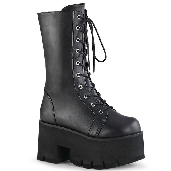Demonia - Women's Gothic Ashes Lace-Up Mid-Calf Boot Chunky Heel
