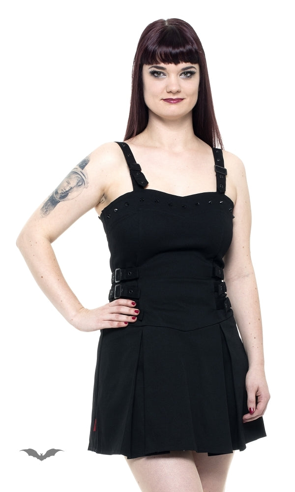 Queen of Darkness - Little black dress with studs and buckle