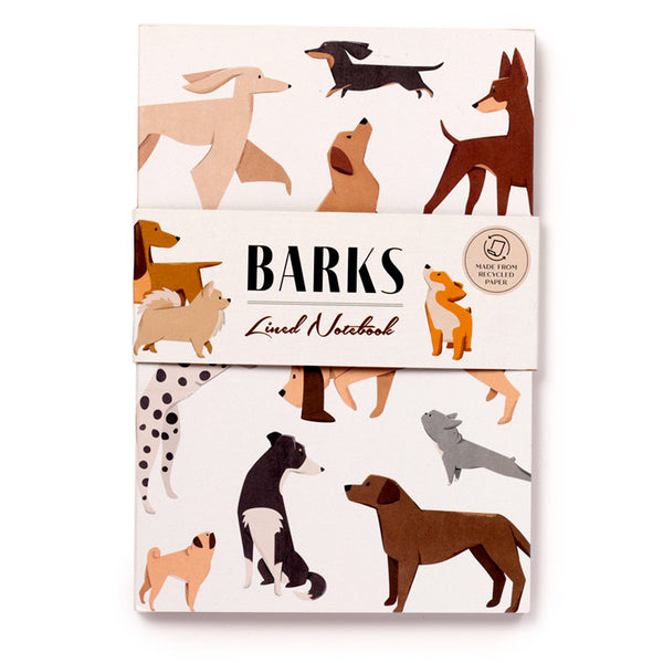 Recycled Paper A5 Lined Notebook - Barks Dog MEMO95-0