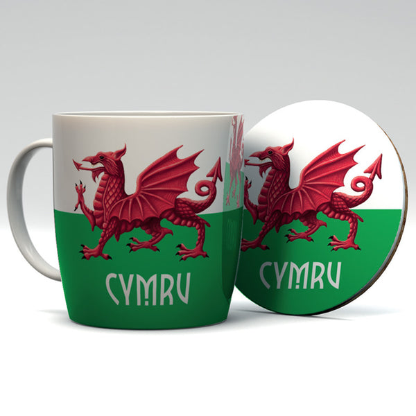 Porcelain Mug & Coaster Set - Wales Welsh Cymru MUGC29-0