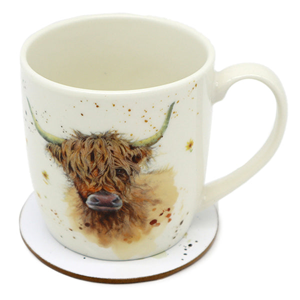 Porcelain Mug & Coaster Set - Jan Pashley Highland Coo Cow MUGC32-0