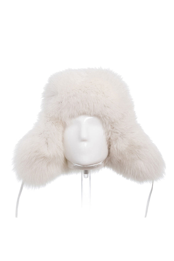 White Genuine Arctic Fox and Mink Fur Hat-0