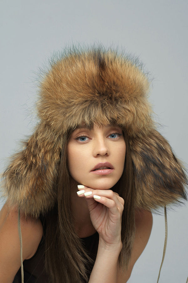 Taupe Genuine Arctic Fox and Mink Fur Hat-0
