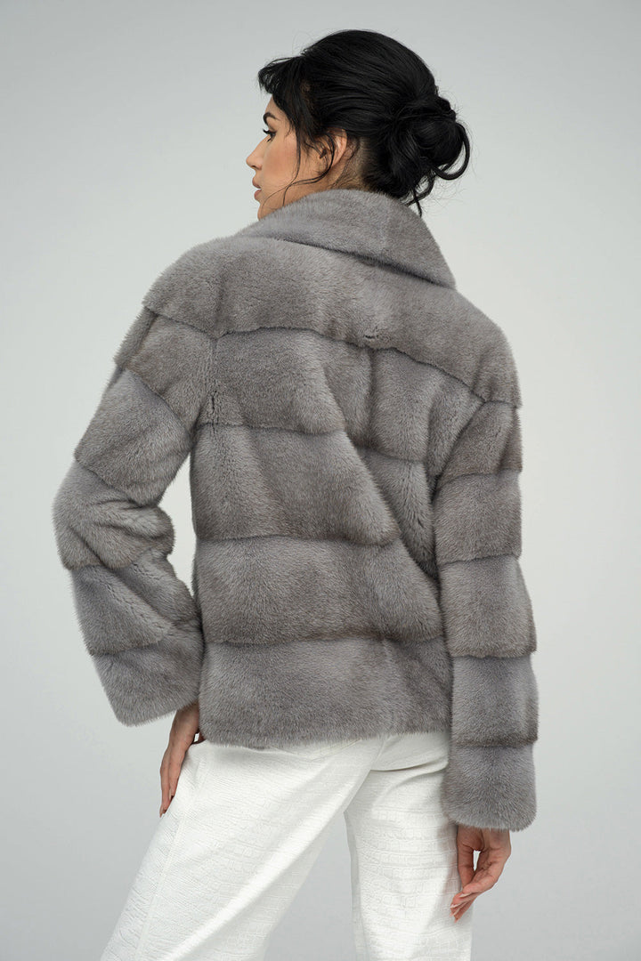 Gray Fashionista Mink Fur Coat-1