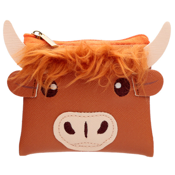 Handy PVC Purse - Highland Coo Cow with Fluffy Fringe PUR87-0