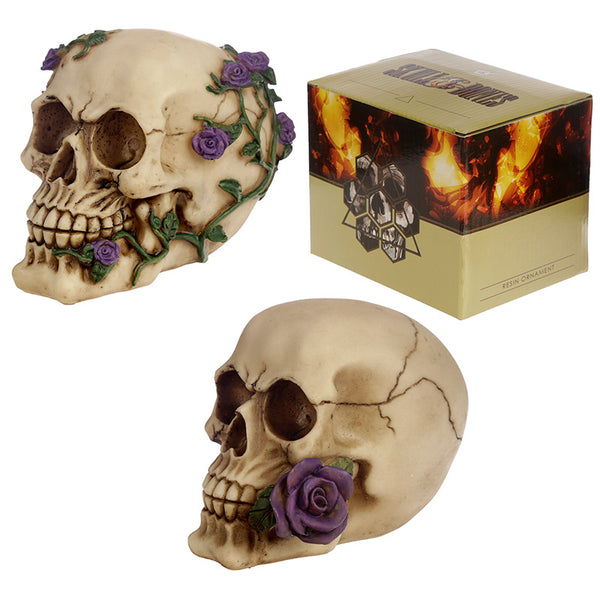 Gothic Skull Decoration with Purple Roses SK123B