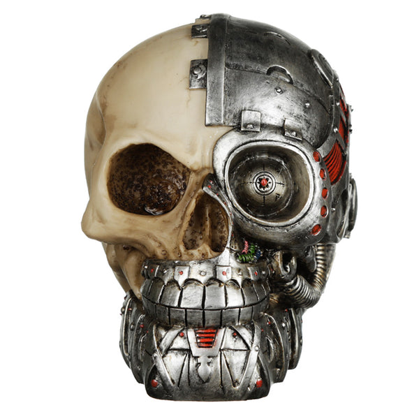 Fantasy Steampunk Skull Ornament - Half Robot Head SK329
