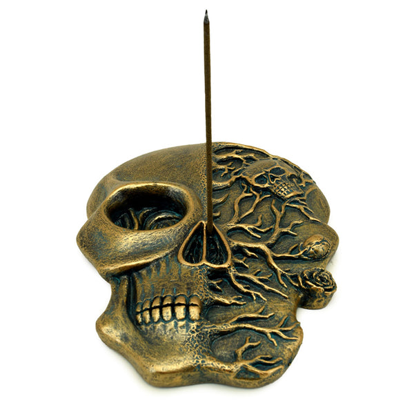 Ashcatcher Incense Burner - Skull Shaped with Roses SK384-0