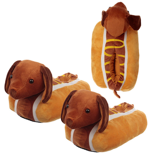 Hot Dog Fast Food Unisex One Size Pair of Plush Slippers SLIP21-0