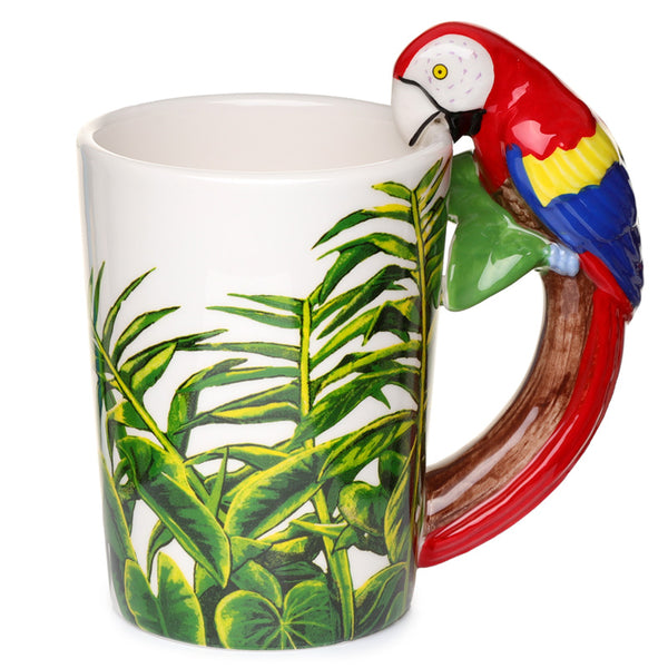 Novelty Ceramic Jungle Mug with Parrot Shaped Handle SMUG29