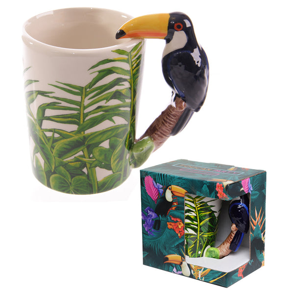 Novelty Ceramic Jungle Mug with Toucan Shaped Handle SMUG44