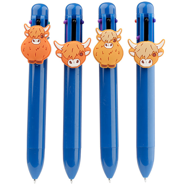 Multi Colour Pen (6 Colours) - Highland Coo Cow STA156-0
