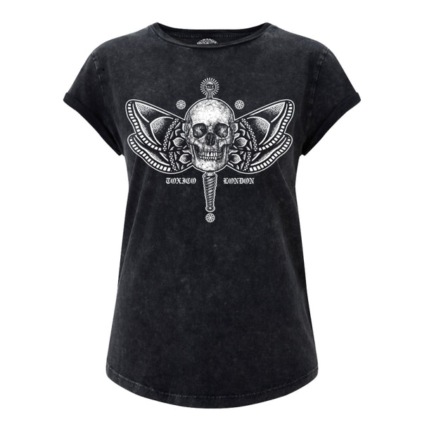 Toxico Clothing - Butterfly Skull Rolled Sleeve Tee