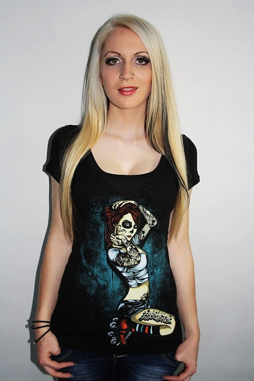 Barmetal Clothing - Underground Skater Scoopneck Top - Transfer inalps Clothing