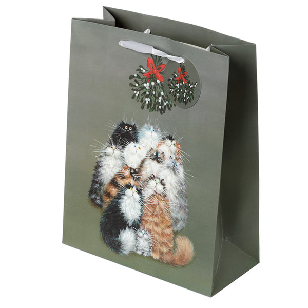 Kim Haskins Cats Christmas Mistletoe Large Gift Bag XGBAG98A