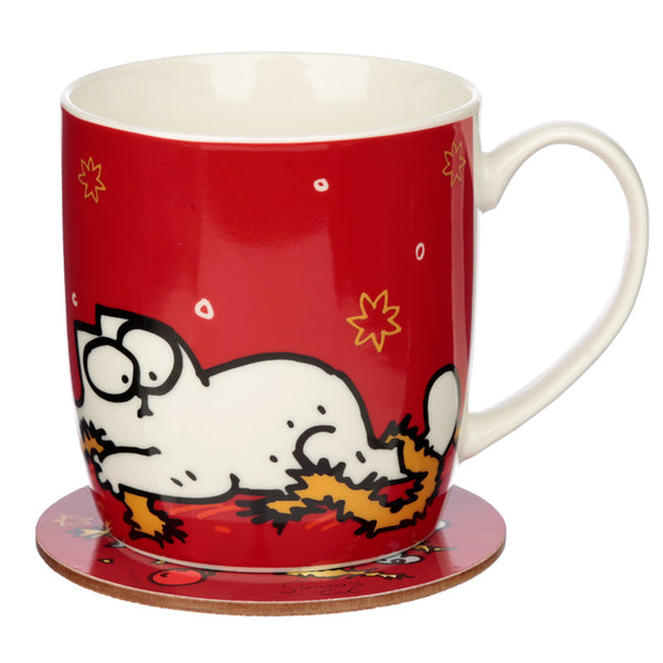 Christmas Porcelain Mug & Coaster Set - Simon's Cat XMUGC12