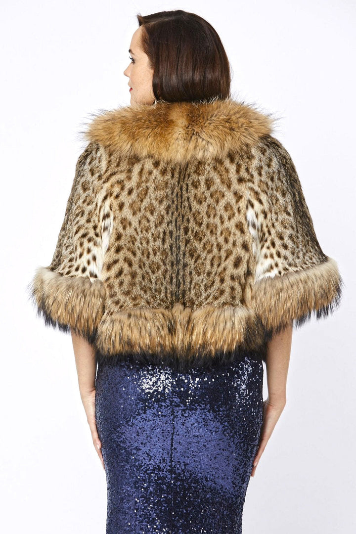 Animal Print Isabella Fine Leopard & Fox Fur Cape Coat-5