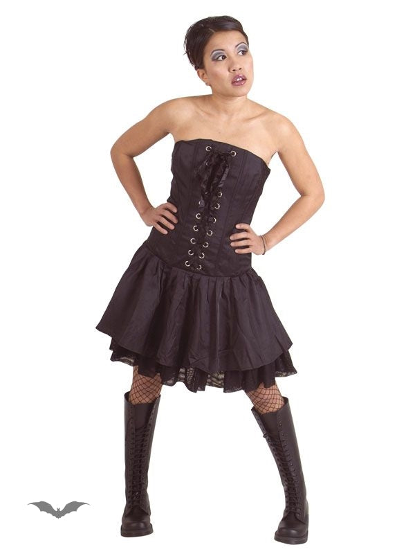 Queen of Darkness- Black Corset Dress with Lacing in Front