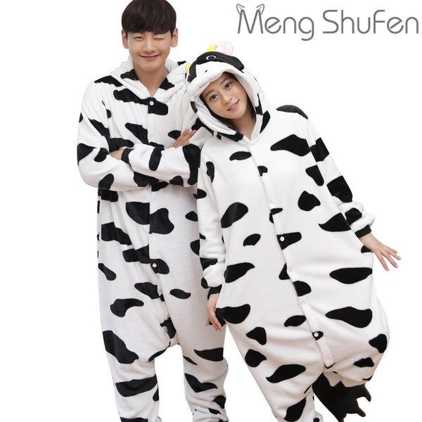 Mengshufen - Cow Animal Style Flannel Jumpsuit Pyjamas - Egg n Chips London