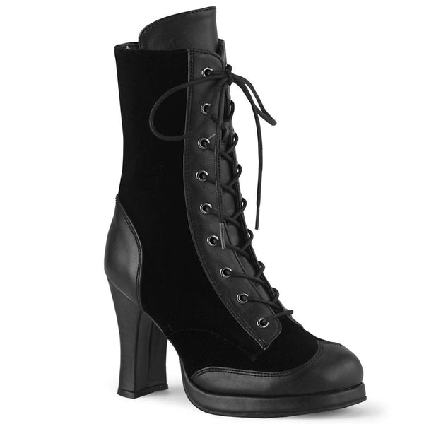 Demonia - Women's Gothic Lace-Up Front Mid-Calf Crypto Boot