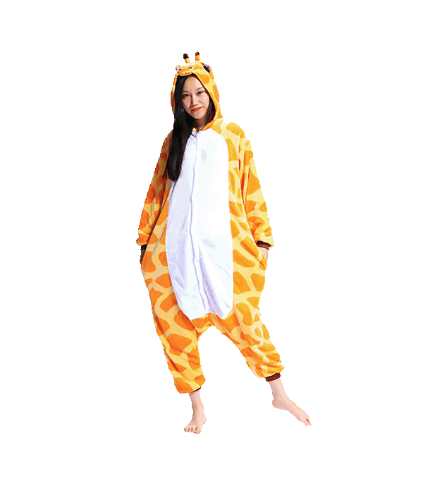 Mengshufen - Giraffe Animal Style Flannel Jumpsuit Pyjamas - Egg n Chips London